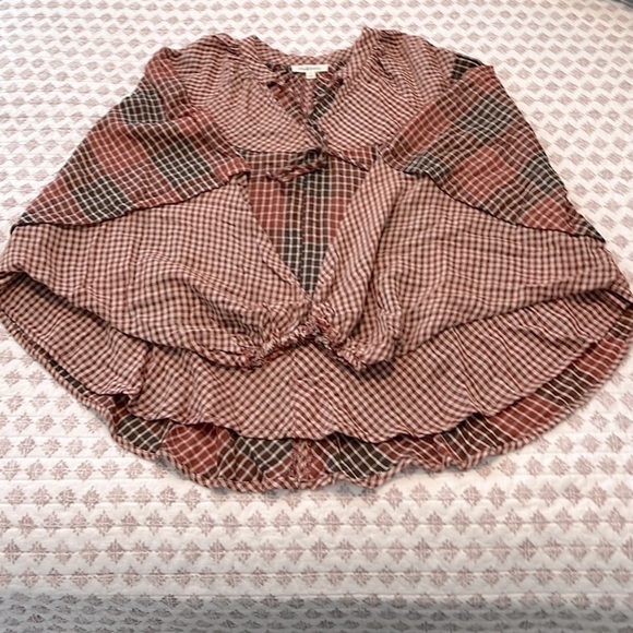 Oli & Hali Glory to the Day Plaid Peasant Dolman Boho Top Size Small - Picture 6 of 13